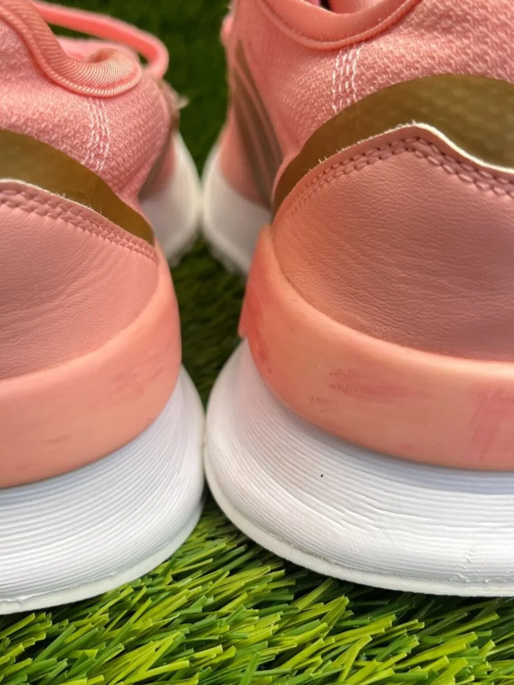 Adidas U Path Run Girls Size 7Y‎ Pink Gold White Running Athletic Shoes Sneakers